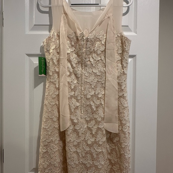 Lilly Pulitzer Gold Sheath Mini Dress Sleeveless Scoop Neck - Picture 4 of 6